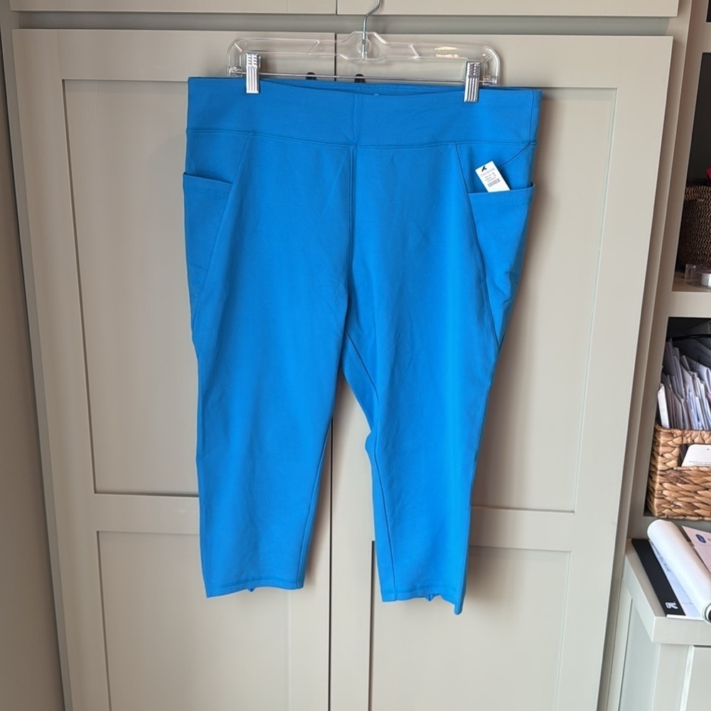 NWT T by Talbots Capri Blue Capri Leggings SZ XL no Back Pocket w Gathered Hem - Picture 7 of 11